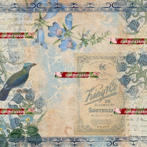Kit imprimible Blue Junk Journal basado en The Dutch Delfts Blue/ 9 páginas/artículos digitales