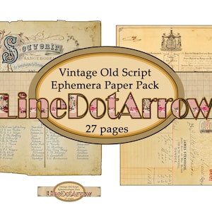 Vintage Old Script Ephemera Paper Package/instant download 27 pages image 7