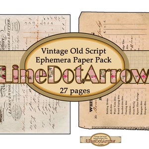 Vintage oude script Ephemera papier pakket/instant download 27 pagina's afbeelding 6
