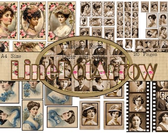 Vintage Portrait Ephemera - Timeless Faces A4 Printable (Digital Download