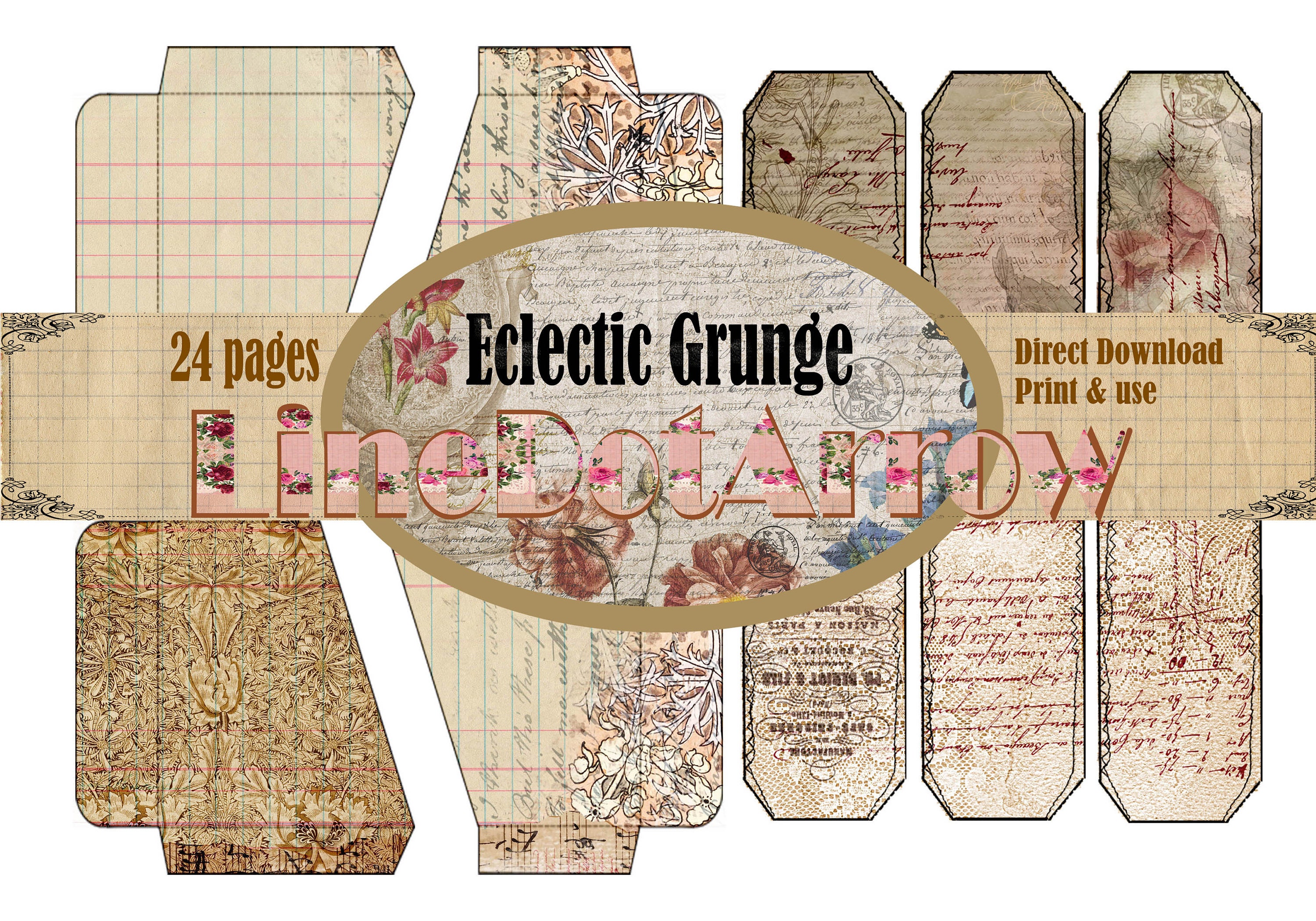 Eclectic Grunge Junk Journal Kit 24+1 Pages /vintage Junk