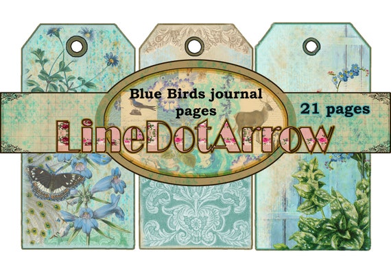 Blue Birds Journal Pages /vintage Blue Themed Junkjournal