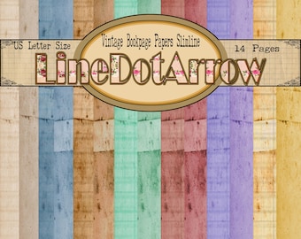 Lined Book Pages SlimLineUS Letter size, 14 pages / 7 Colors (Digital Download)