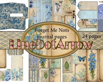 Forget Me Nots Journal Pages Kit-digitale download-24 pagina's