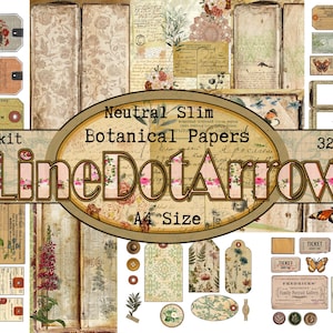 Kit di diario Neutral Slim Botanical Papers - 32 pagine in formato A4