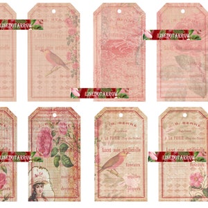 Lot de 7 pages numériques Shabby Rose