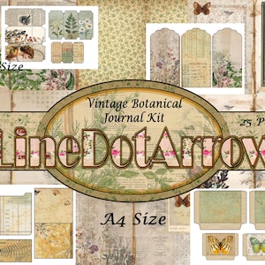 Kit diario botanico vintage - 25 pagine in formato A4
