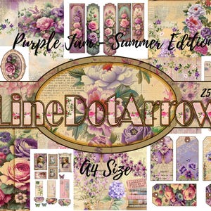 Diario vintage Two Sister Jam Purple Jam - Edición de verano, páginas en tamaño carta A4 (descarga instantánea) - 25 páginas