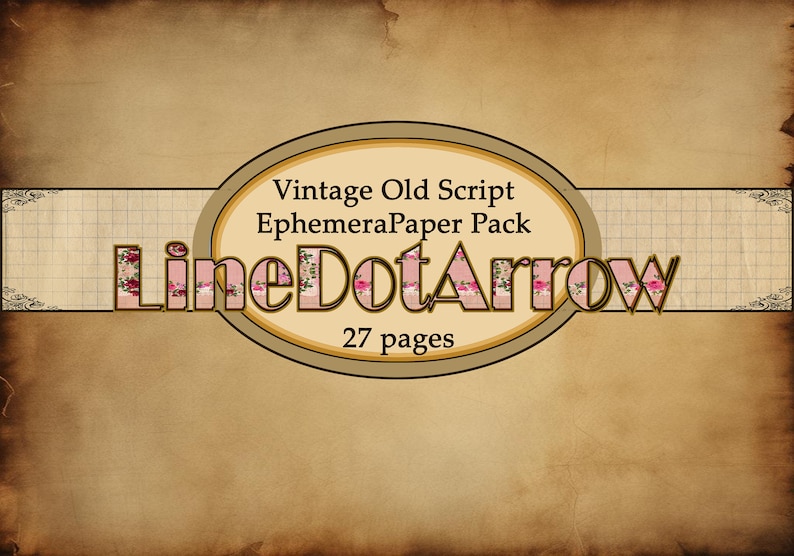 Vintage Old Script Ephemera Paper Package/instant download 27 pages image 2