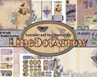 Lavender & Lace Junk Journal Kit: 16 Page Collage (Digital Download)