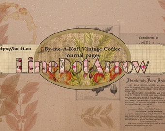 Koop me een koffie (Ko-fi) Vintage koffie dagboekpagina's-10 pagina's direct downloaden