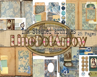 Ink Stained Archives  25 Pages in US Letter Size-  instant download