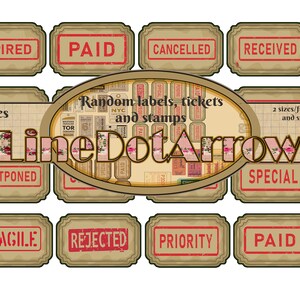 Random Labels, Tickets and Stamps-9 Pages + 1 Freebie - Etsy