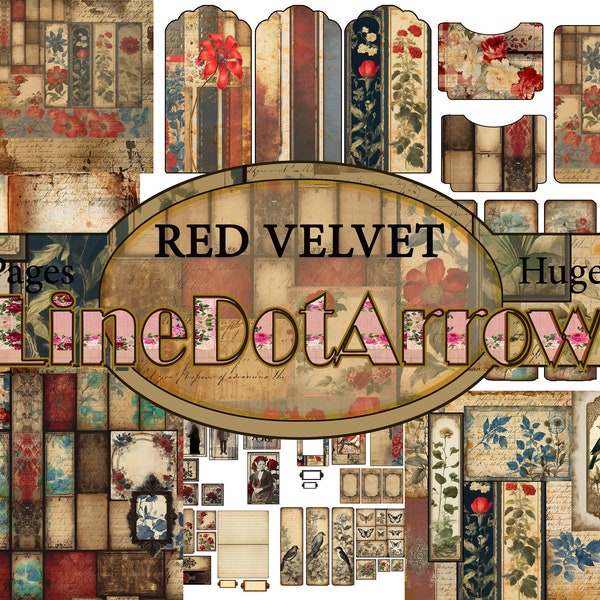 Red Velvet Journal Kit-descarga digital-25 páginas