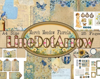 March Meadow Florals -25 pages in A4 Size- instant download- Regular