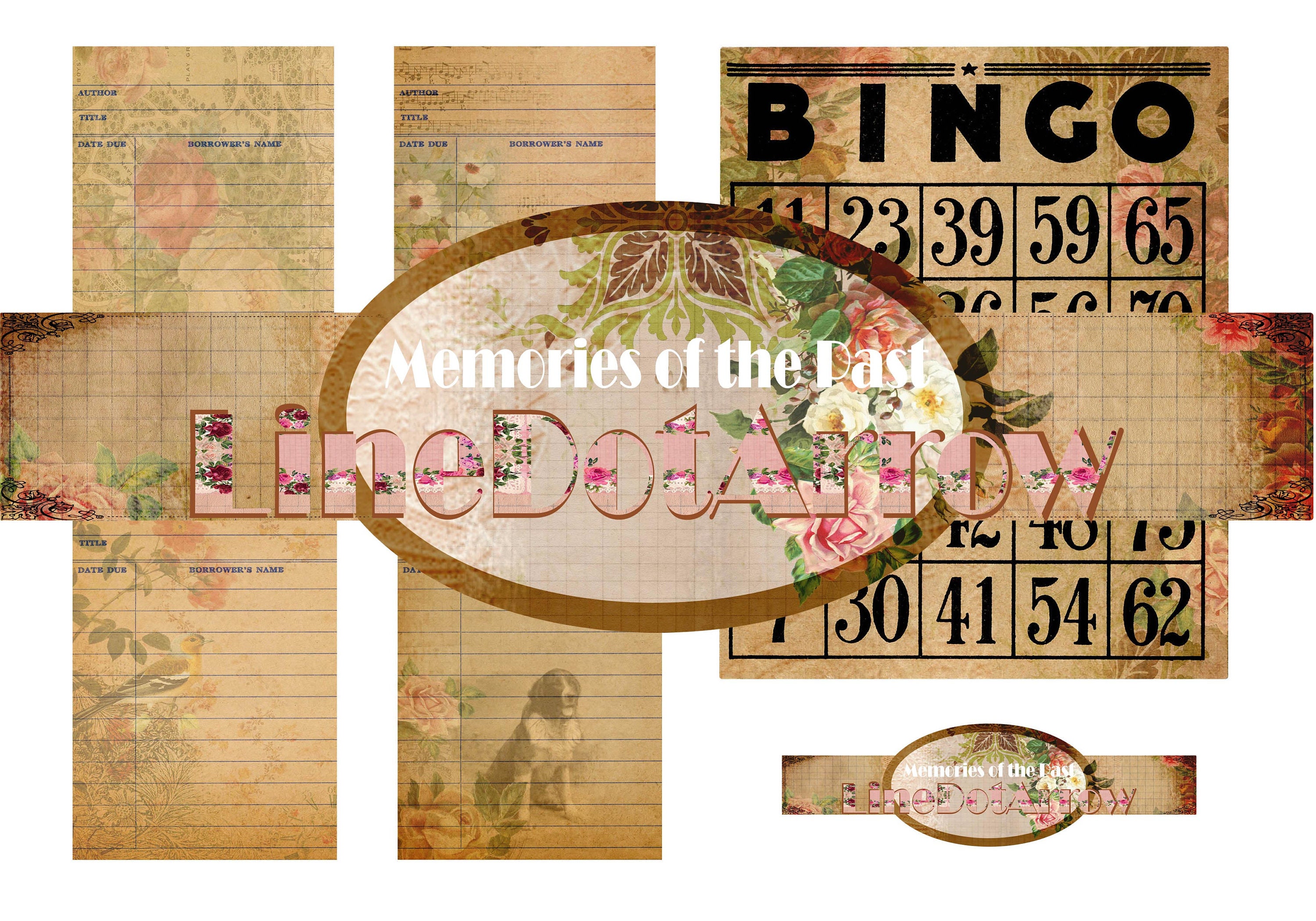 Memories of the pastページ Memories of the Past Vintage Junk Journal Kit 20 Pages