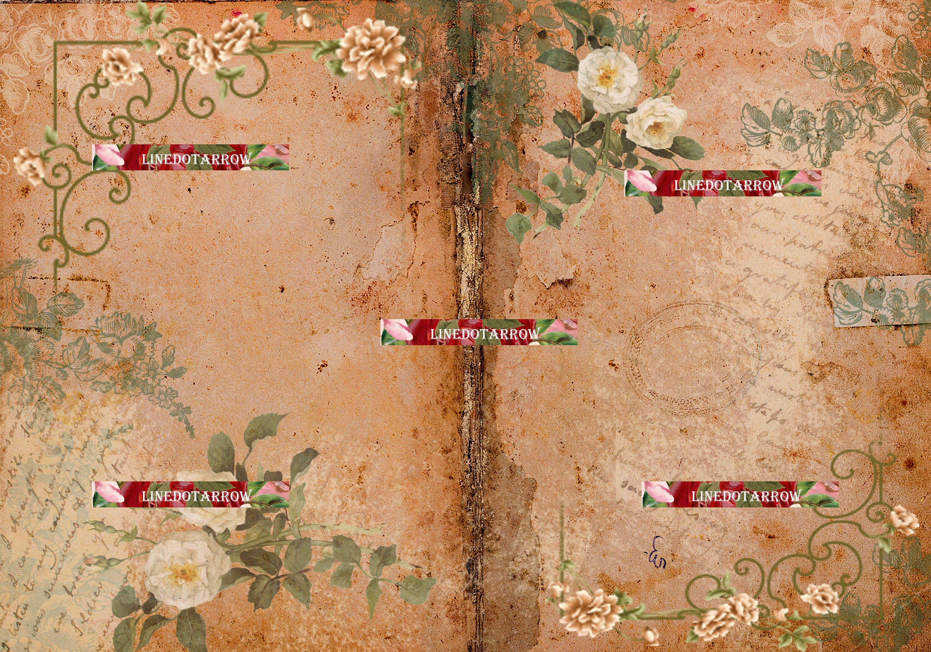 フローラルジャンクジャーナルキット：ヴィンテージブックページ