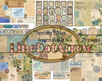 Spring Blues Journal Kit-digitale download-25 pagina's