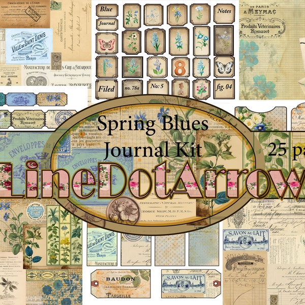 Spring Blues Journal Kit-digital download-25 pages