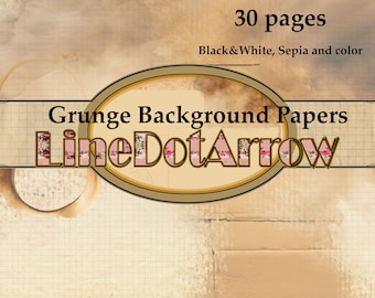 Grunge Background Pages,30 PAGES/Instant Download/Color/BW and Sepia