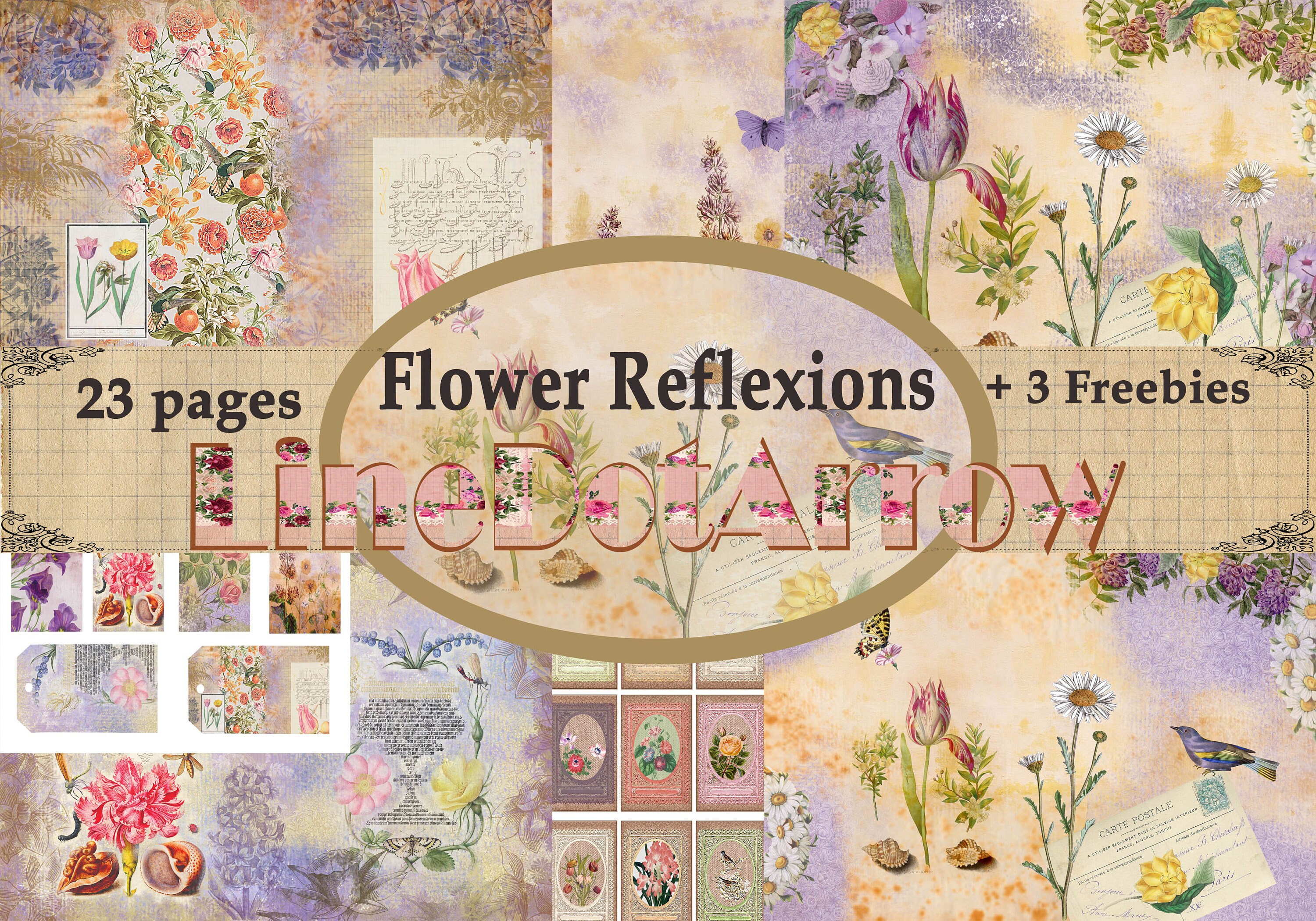 junkjournal【fleur】 Flower Reflextions/vintage Junk Journal Kit-digital Download-23