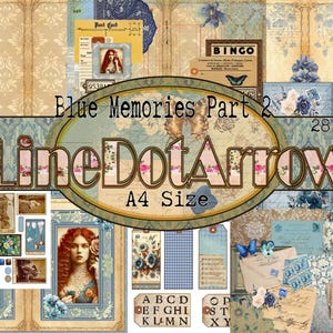 Blaue Erinnerungen Teil 2 A4 Size- Vintage Journal Kit- 28 Seiten in A4 Größe
