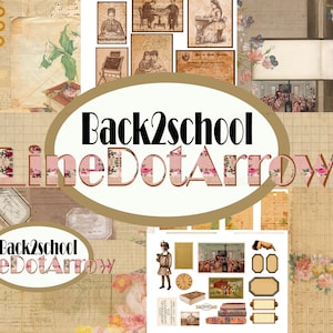 Back2School- vintage junk journal kit 20 pages-instant digital download