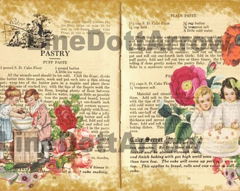 Recipe vintage Junk Journal kit 11 pages/digital items