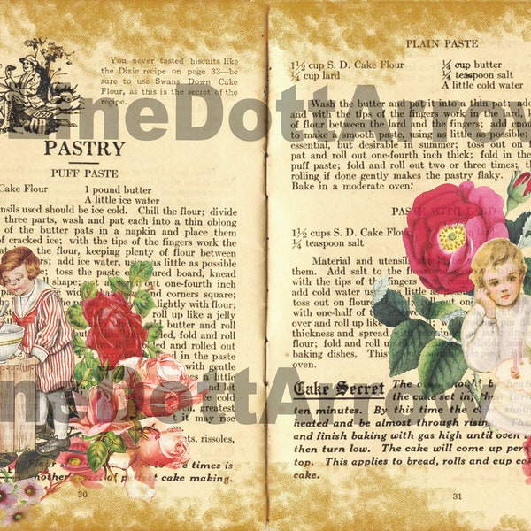 Recipe vintage Junk Journal kit 11 pages/digital items