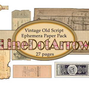 Vintage Old Script Ephemera Paper Package/instant download 27 pages image 3