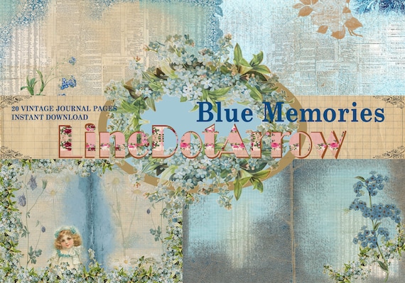 junkjournal【vintage Blue】 Junk Journal Kit Vintage Blue: Vintage Ephemera for Junk