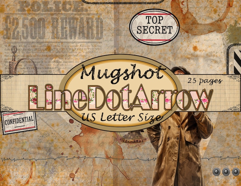 Mugshot 25 Pages in US Letter Size Grunge Papers Instant Download Etsy