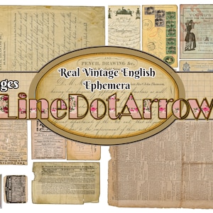 Real Vintage English Ephemera /descarga instantánea 7 páginas