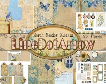 March Meadow Florals -25 pages in US Letter Size- instant download- Regular