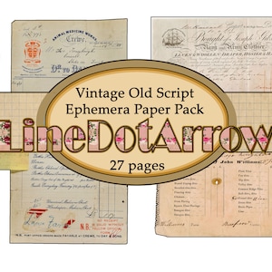 Vintage oude script Ephemera papier pakket/instant download 27 pagina's afbeelding 4