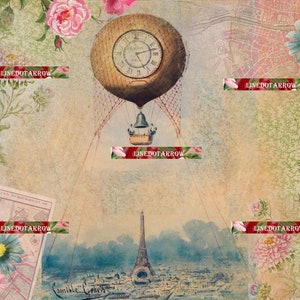 Paris Valentine Junk Journal Kit: Printable Ephemera, Tags (Digital Download)