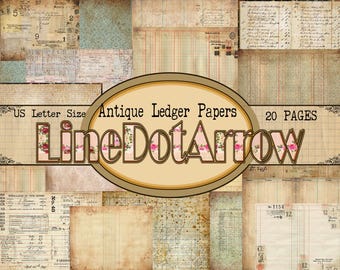 Antique Ledger Papers US Letter Size- instant download - 20 Pages