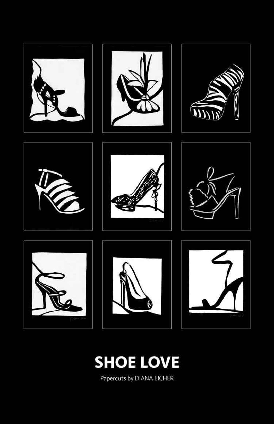 Shoe Love Poster, 11 X 17 Inches, Black and White Version Etsy