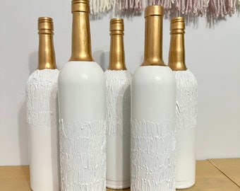 Decorative wine bottles (5) |table centerpiece| wedding centerpiece |painted wine bottle| wedding decoration