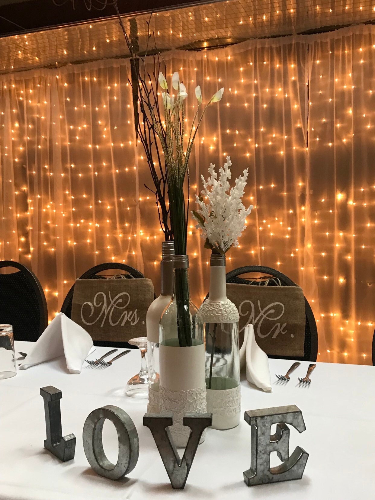 Wine Bottle Centerpiecewedding Centerpiece Rustic Wedding Decor