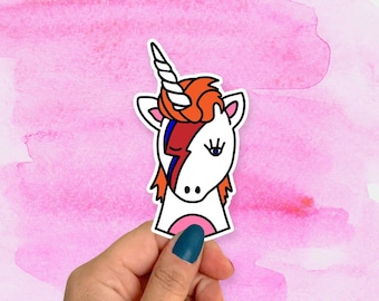 David Bowie Vinyl Sticker, Einhorn Sticker, Vintage Band Sticker, 80er Jahre, Laptop Sticker, Aladdin Sane Lightning Bolt, Pride Sticker, LGBTQ+
