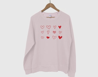 Trendy Heart Print Valentines Day Sweatshirt, Gift For Her