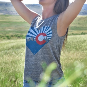 Colorado Heart Tee, Colorado Tank Top, Heart Mountain Shirt,  Colorado Gift, Mountain Tee, Mountain Tank, Colorado Flag Shirt, Denver Shirt