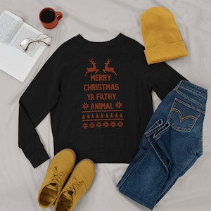 Ya Filthy Animal Sweater | Ugly Christmas Sweater | X-mas Sweater | Funny Christmas Sweater | Merry Christmas |  Funny Christmas Gift