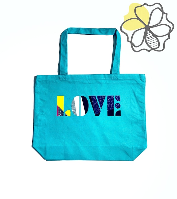 Shopping Bag Valentine Tote Bag Shoulder Bag Grocery Bag Valentine's Gift Cotton Tote Bag Love More Worry Less Tote Bag