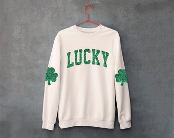 Sudadera Lucky Charm, sudadera de brillo del Día de San Patricio, Sudadera Shamrock, Sudadera Lucky de gran tamaño, Camisa del Día de San Patricio