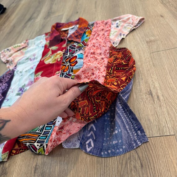 Vintage Sacred Threads Patchwork Boho Hippie Shor… - image 8