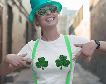 T-shirt met glitterklaver, grappig St. Patrick's Day-T-shirt