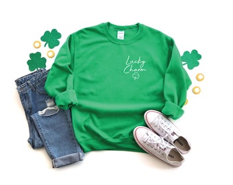Sweat-shirt Lucky Charm, Sweat-shirt St Patricks Day, Sweat-shirt Shamrock, Sweat-shirt Lucky Oversized, Chemise Saint Patricks Day, Lucky Sweat