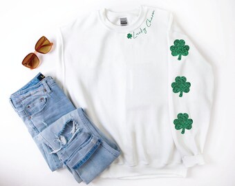 Sudadera Lucky Charm, sudadera de brillo del Día de San Patricio, Sudadera Shamrock, Sudadera Lucky de gran tamaño, Camisa del Día de San Patricio